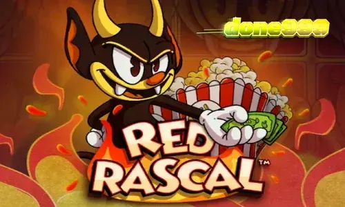 Red Rascal سلاٹ گیم کا ایک منظر جس میں رنگین کارٹون کردار اور تفریحی پارک کا پس منظر دکھایا گیا ہے۔